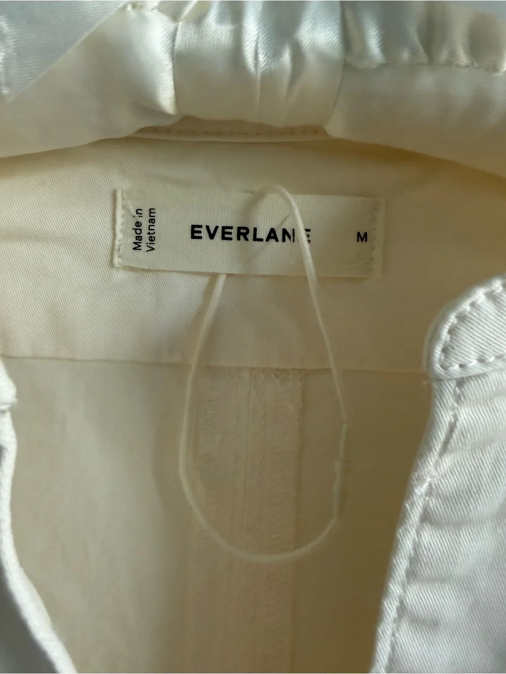 NWOT Everlane The Long Sleeve Organic  Cotton Utility Mini Dress Bone / Cream M
